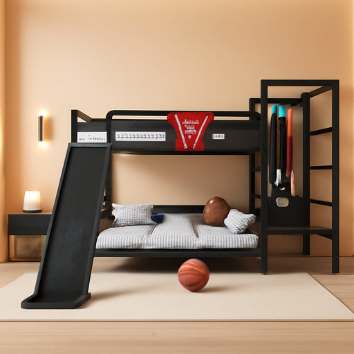 Twin Size PowderCoated Black IndustrialGrade Bunk Bed