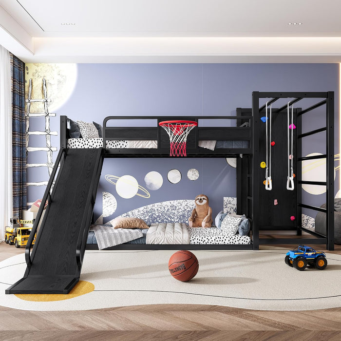 Twin Size PowderCoated Black IndustrialGrade Bunk Bed