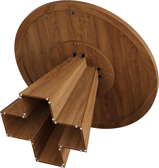 Tribesigns 47-Inch round Dining Table, round Kitchen Table with Sturdy Base, Kitchen, Dining Room, Living Room, Walnut Brown (Only Table)