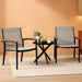 3 Pieces Patio Bistro Sets, Outdoor Textilene Fabric Conversation Bistro Set, Textilene Fabric Front Porch Chairs Small Patio Furniture Set with Table for Lawn,Garden,Balcony (Grey)