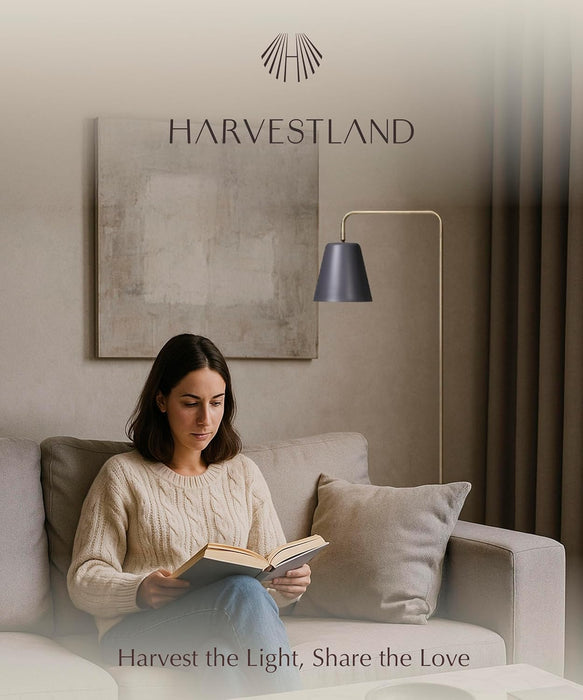 Steady Brass Floor Reading Lamp – Adjustable Standing Lamp with Solid Base, Reading Lamps Floor Standing, Grey Reading Floor Lamp for Living Room or over Chair Use