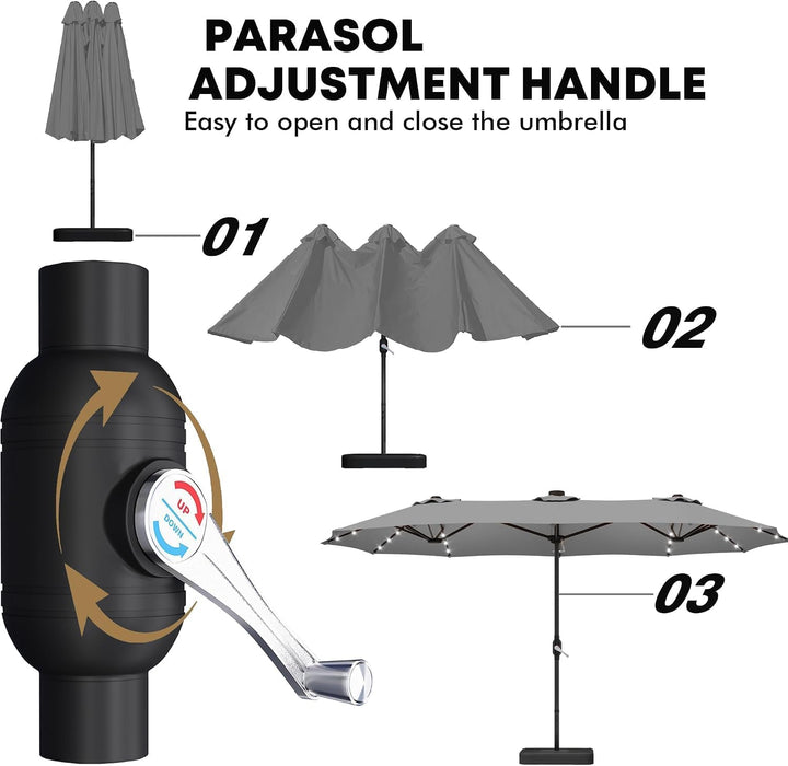 Patio Double-Sided Umbrellas with Base