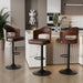 Swivel Bar Stools Set of 3,Bentwood Adjustable Height Barstools | Upholstered Seat,Easy-Clean PU Leather,Back& Footrest, Mid Century Modern Bar Chair for Counter, Kitchen Island, Brown