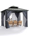 10X10 Hardtop Gazebo, Outdoor Patio Gazebo with Galvanized Steel Double Roof, Aluminum Frame Pavilion with Curtains and Netting, UPF 50 Metal Shelter for Backyard Deck Garden Lawn, Gray