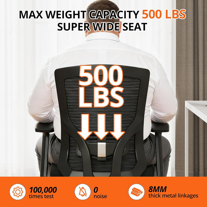 500 Lbs Big and Tall Office Chair with Spring-Supported for Heavy People
