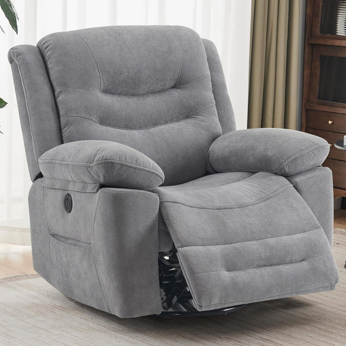 Grey Swivel Recliner with Massage & Heat