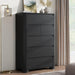 Black Dresser for Bedroom with 6 Drawers, 48" Tall Modern Chest of Drawers with Unique Thickened Foot, Rounded Corner Design, Wooden Dresser Organizer for Bedroom, Living Room, Hallway