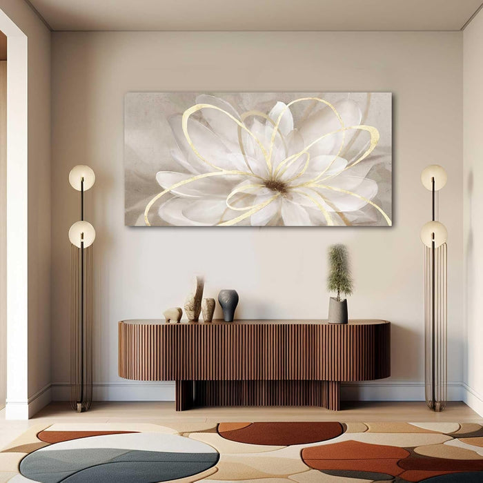 Flower Pictures Wall Decor Oil Painting 24X48 Inches Abstract Artwork for Bedroom Living Room Home Office Wall Decorations, Gold