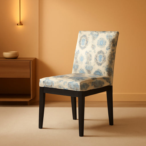 OSP Home Furnishings Dakota Upholstered Parsons Chair with Espresso Finish Wood Legs, Avignon Sky