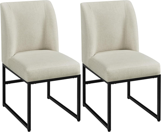 Upholstered Dining Chairs Modern Dining Room Chairs Stylish Kitchen Chairs with Mid Back Padded Seat Metal Legs for Dining Room, Living Room, Bedroom, Kitchen, Beige, Set of 2