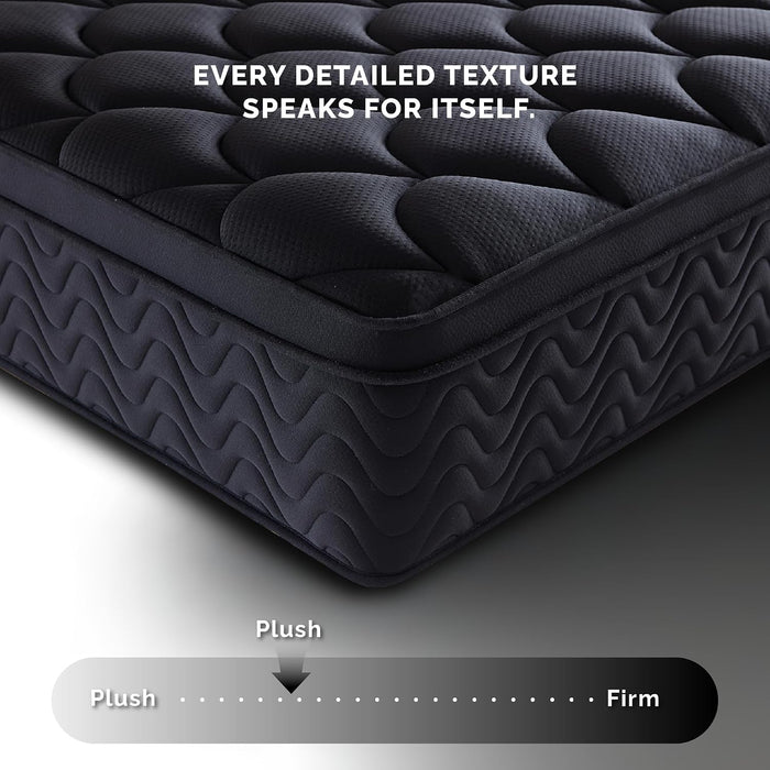 Premium 12 Inch Queen Size Mattress - Black Diamond Quilted, Individual Pocket Spring & Memory Foam Top, Luxurious Support, Pressure Relief