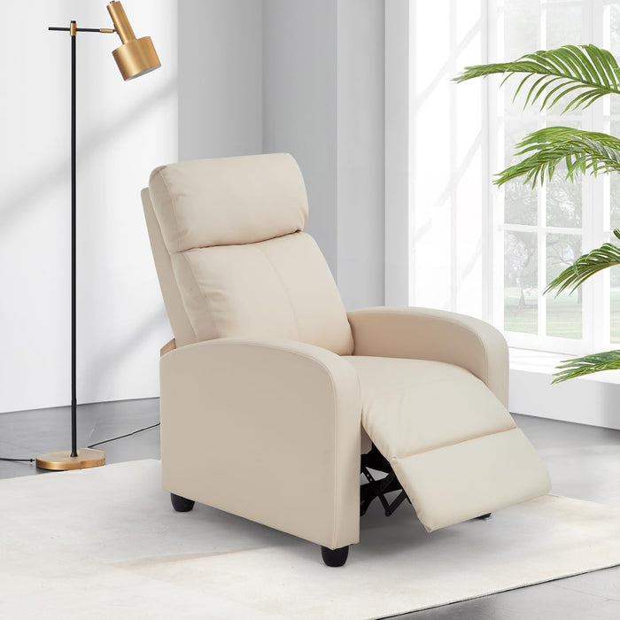 Recliner Chair for Living Room Home Theater Seating Single Reclining Sofa Lounge with Padded Seat Backrest (Beige)