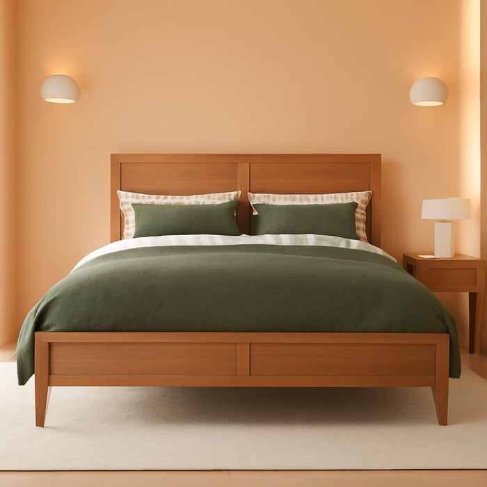 Modern Solid Wood Full Size Platform Bed with Headboard,No Box Spring Needed,Easy Assembly,Natural