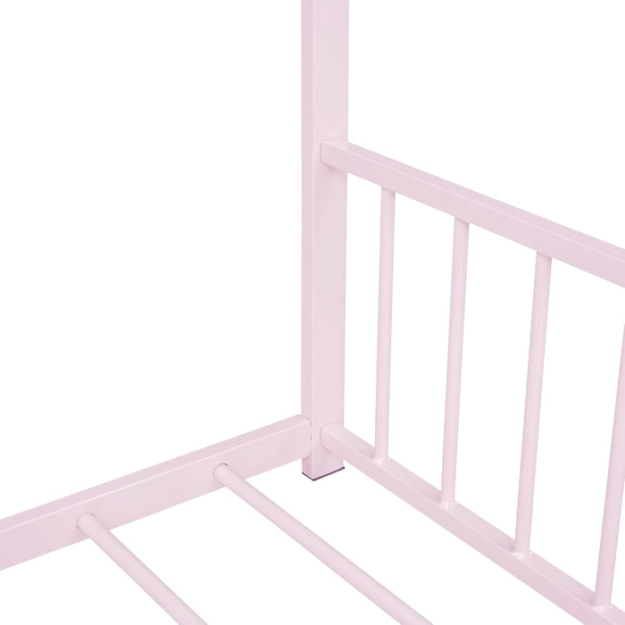 Metal Full Size Bed Playhouse Roof MontessoriStyle