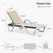 Lounge Chair Outdoor Set of 2 W/Armrest for Poolside, Khaki