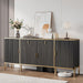 60" Fluted Buffet Cabinet with Storage, Modern Buffets & Sideboard with 2 Drawers, 4 Doors and Adjustable Shelves, Accent Cabinet for Kitchen, Living Room, Hallway, Black