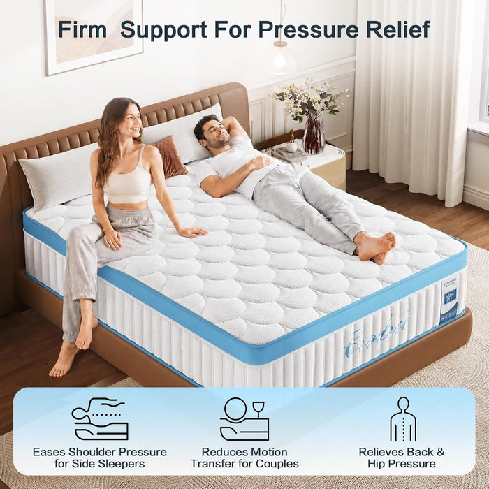 Full Size Mattress, 12 Inch Firm Hybrid Memory Foam Mattress