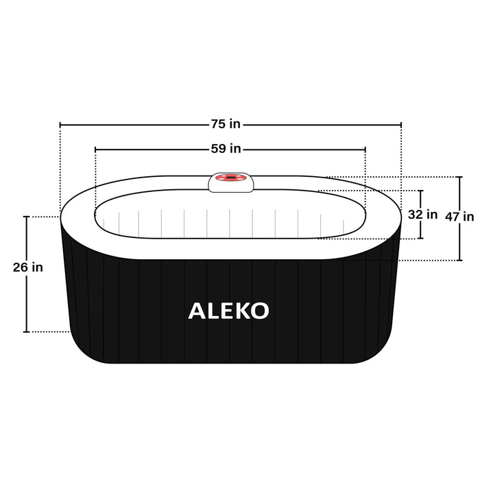 ALEKO Oval Spa Inflatable 2 Prs Hot Tub Personal Spa 145 Gallon with Drink Tray