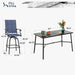Outdoor Bar Set, 7 Piece Patio Dining Table and Swivel Bar Stools with Metal Table, for Garden, Pool, Yard and Terrace