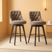 Bar Stools, 360° Swivel Upholstered Bar Stool with Back, 30" H Bar Height Barstools, Set of 2, Faux Leather in Stone Grey