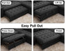 8 Seat U Shaped Modular Sectional Sleeper Sofa with Pull Out Bed/Reclining Backrest/Usb Ports/Table/Led Light/Storage Seat, Sectional Sleeper Couch, Tool-Free Assembly, Chenille Black