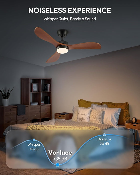 Contemporary 42 Inch Black Wooden Ceiling Fan Remote