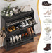 Black Fluted Shoe Cabinet With OpenStorageCompartment