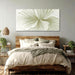 Abstract Leaf Wall Art Modern Ginkgo Canvas Hand-Drawn Painting 24X48 Green and White Large Artwork Minimalist Decoration for Living Room Bedroom Office Home