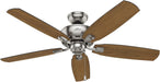 52 Inch Indoor Ceiling Fan with LED Lights - Ceiling Fan with Pull Chain, for Bedroom or Living Room, Standard Mount, No Remote, 5 Blades, Includes Bulbs - Amberlin 53216, Brushed Nickel