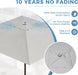 10X10 FT Rectangular Patio Umbrella with 3-Year-No-Fade Olifen Fabric, Outdoor Umbrella with 8 Faux-Wood Grain Aluminum Ribs, Market Umbrella with Pulley Lift for Poolside, Deck, Backyard, Light Gray
