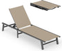 Foldable Outdoor Lounge Chair, No Assembly Patio Chaise Lounge Outdoor with 5-Positions, Aluminum Pool Lounge Chair with Portable Design for Pool, Beach, Deck, Backyard, Khaki