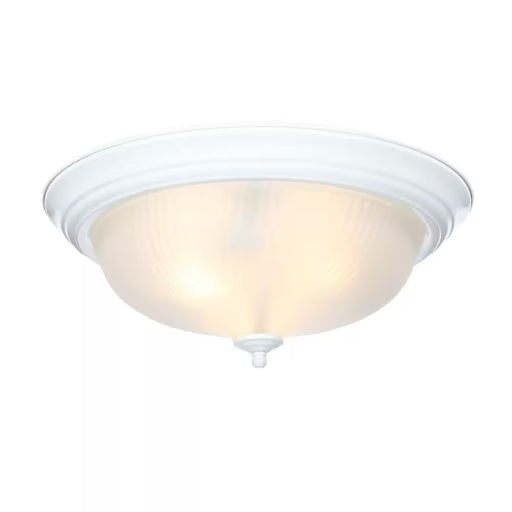 15 In. 3-Light White Dome Flush Mount with White Glass Shade