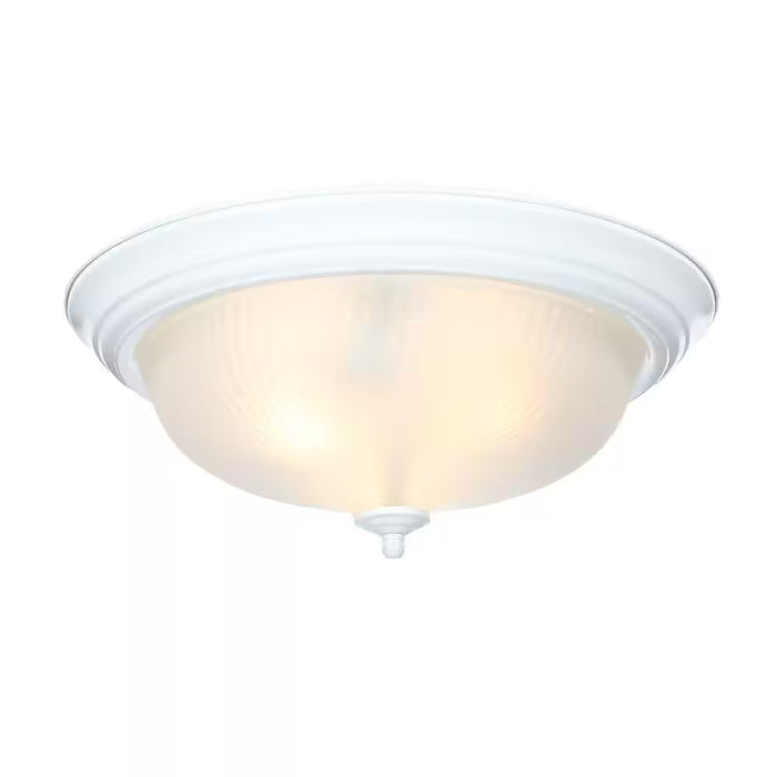 15 In. 3-Light White Dome Flush Mount with White Glass Shade