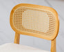 Counter Height Bar Stools Set of 2 Rattan Back Farmhouse Barstools Mid Century Modern Wood Bar Chairs Comfortable Sherpa Upholstered Kitchen Island Chairs for Pub/Breakfast, Beige