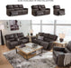 Boxmere Modern Leather Match Power Reclining Sofa with USB Ports, Dark Brown