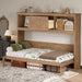 Natural Wood Twin Murphy Bed With StorageBookcaseDrawer