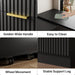 L-Shaped Rotatable 9 Drawer Dresser for Bedroom, 71" Wide Deformable Black Dresser with Gold Metal Handles, Modern Fluted Chest of Drawers for Bedroom, Living Room, Entryway, Hallway