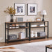 Industrial Console Table, 3 Tier Entryway Table with Storage Shelves, Narrow Sofa Tables for Living Room, Foyer, Hallway, Entrance, Metal Frame, Rustic Brown