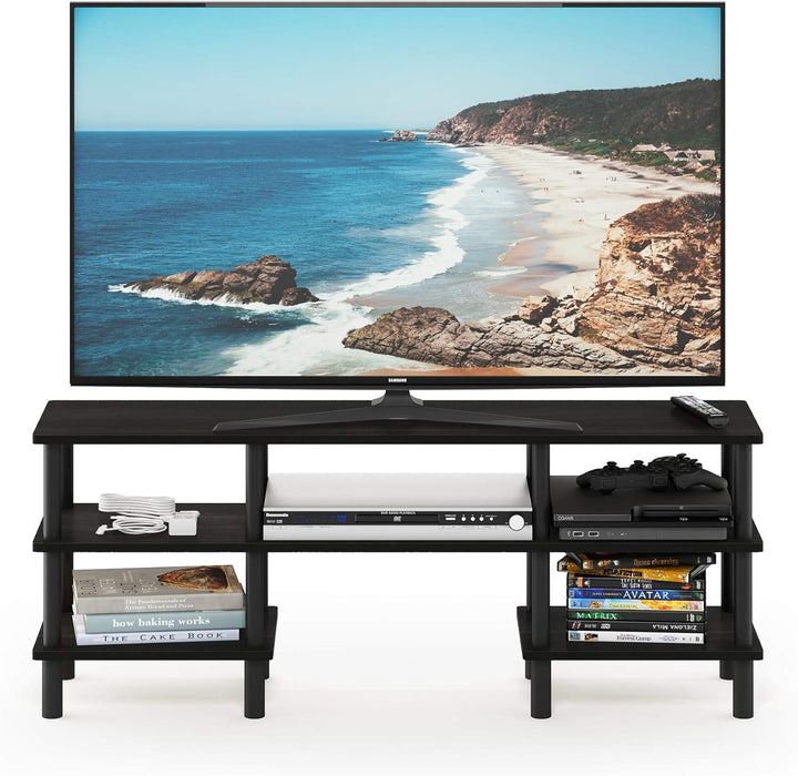 Turn-N-Tube 3-Tier Multipurpose Wide Shelf TV Stand, Espresso/Black