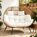 Wicker Double Egg Chair PE Rattan with Thicken Padded Cushion, 2 Person Oversized Patio Lounge Loveseat Chair for Outdoor, Indoor, Balcony, Backyard, Garden, Beige