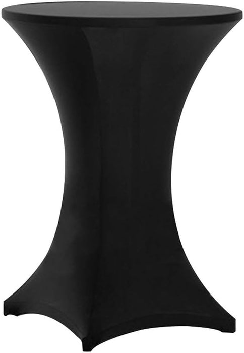 12 Pack 32X43 Inch Highboy Spandex Cocktail Table Cover Black, Fitted Stretch Cocktail Tablecloth for round Tables (12PC 32X43 Black)
