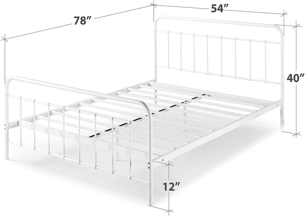 Florence Full Panel Metal Platform Bed Frame, Mattress Foundation, No Box Spring Needed, Easy Assembly, White, Full