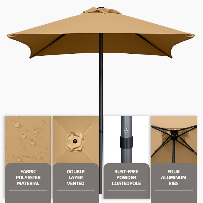 4.9Ft Mini Square Patio Umbrella - UV 50+ Waterproof & Easy Setup | Outdoor Table Umbrella for Deck, Balcony, Garden, Lawn, Backyard, Market