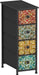 Skinny Slim Dresser with Fabric Drawers Thin Boho Mandala Flower Chest of Drawers Narrow Storage Tower for Small Spaces Gaps Bedroom Beautiful Nightstand Living Room Table