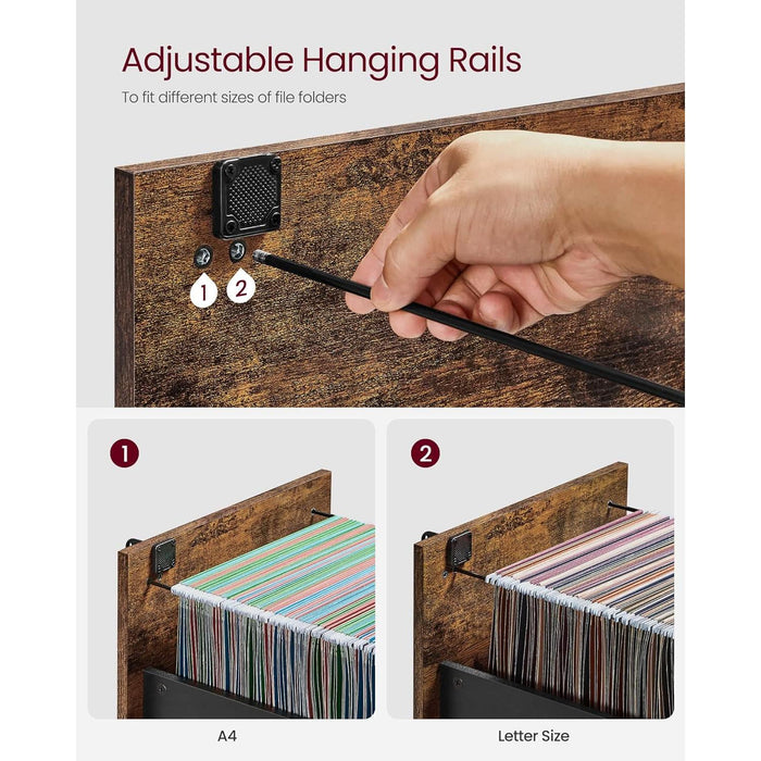 Brown Filing Cabinet with Lock & Printer Stand