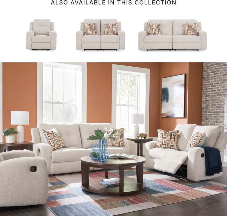 Danum Modern Tufted Manual Reclining Sofa with 2 Accent Pillows, Beige