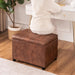 24" Leather Storage Ottoman Bench, Rectangle Foot Rest Stool for Living Room, Bedroom, Entryway, Coffee