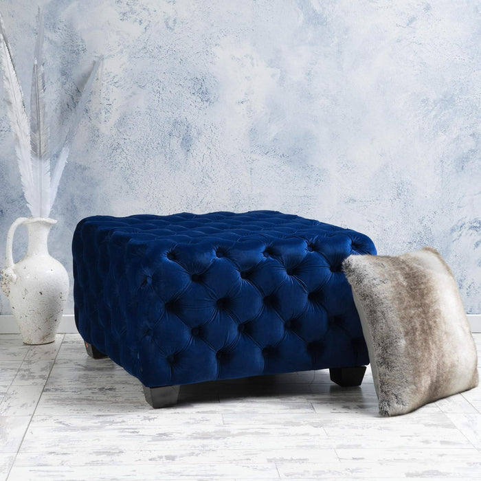 Christopher Knight Home Jaymee Velvet Ottoman, Navy Blue