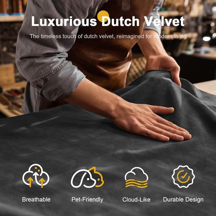 Recliner Sofa 3 Seater Sofa with Recliner, Home Theater Seating with Liftable Console & Removable Armrest, Manual Velvet Fabric Reclining Couch with Cup Holders & USB Ports for Living Room/Rv (Grey)