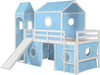 Twin CastlePlayhouse CobaltBlue Loft Bed With Slide